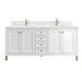 Chicago 72" Double Vanity, Glossy White, w/ Single Hole 3CM White Zeus Silestone® Top & Backsplash