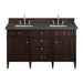 Brittany 60" Double Vanity, Burnished Mahogany w/ 3 CM Ethereal Noctis Silestone Top