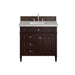 Brittany 36" Single Vanity, Burnished Mahogany w/ 3 CM Eternal Jasmine Pearl Silestone Top