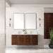 James Martin Amberly 60" Double Bathroom Vanity in Mid-Century Walnut, shown in a bathroom setting