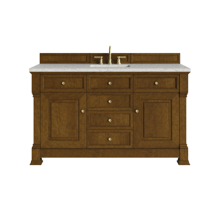 Brookfield 60" Single Vanity, Black Onyx, w/ 3 CM Tajnar Eclos Top w/FreePower Wireless Charger