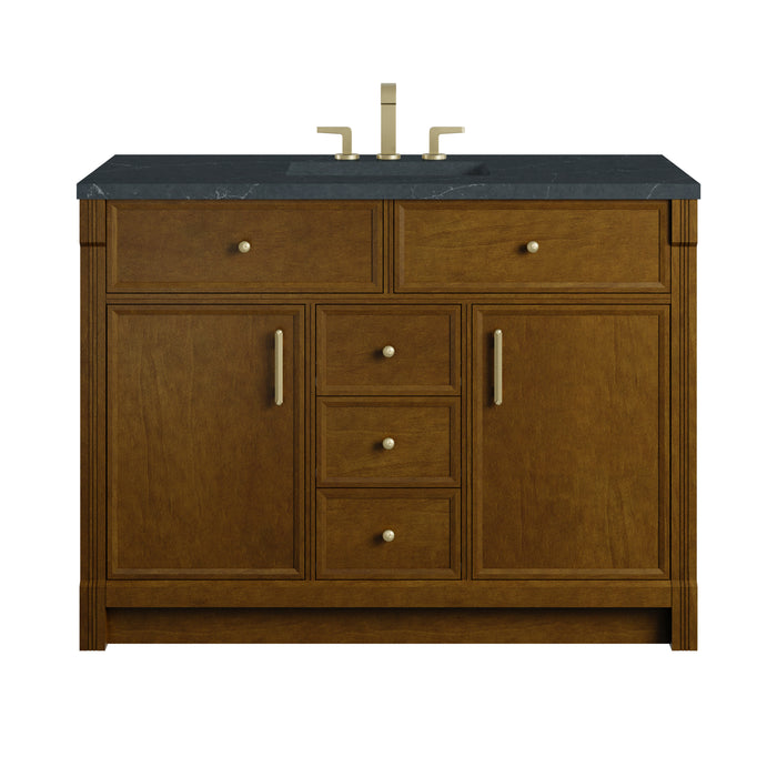 Bellshire 48" Single Vanity, Bright White w/ 3 CM Siberian Silestone Top w/FreePower Wireless Charger