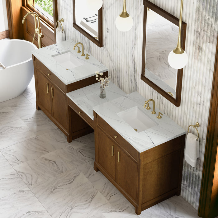 James Martin Vanities Bellshire 96" Dual Vanity Set with 24" Make-Up Counter
