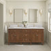James Martin Lorelai 72" Double Bathroom Vanity in Mid-Century Walnut, shown in a bathroom setting