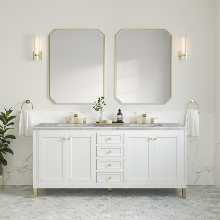 Chicago 72" Double Vanity, Walnut Whisper, w/ 3 CM Phantome Eclos Top