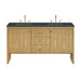 Hudson 60" Double Vanity, Honey Oak w/ 3 CM Parisien Bleu Silestone Top w/FreePower Wireless Charger