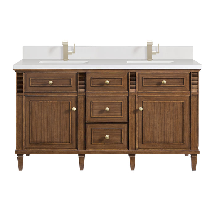 Lorelai 60" Double Vanity, Light Natural Oak w/ 3 CM Ethereal Noctis Silestone Top
