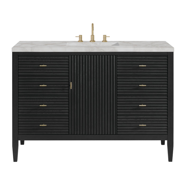 Myrrin 48" Single Vanity, Carbon Oak w/ 3 CM Ethereal Noctis Silestone Top