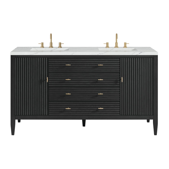 Myrrin 60" Double Vanity, Bright White w/ 3 CM Victorian Silver Silestone Top w/FreePower Wireless Charger