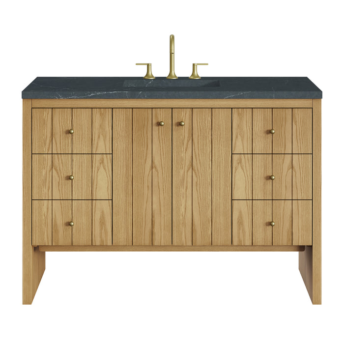 Hudson 48" Single Vanity, Honey Oak w/ 3 CM Parisien Bleu Silestone Top w/FreePower Wireless Charger