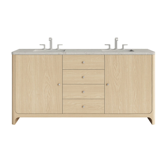 Gracyn 72" Double Vanity, Coastal Driftwood, w/ 3 CM Victorian Silver Silestone Top w/ FreePower Wireless Charger