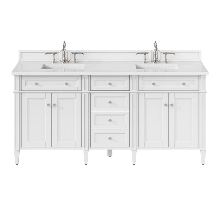 Brittany 72" Double Vanity, Victory Blue, w/ 3 CM Siberian Silestone Top w/FreePower Wireless Charger