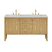 Hudson 60" Double Vanity, Honey Oak w/ 3 CM Victorian Silver Silestone Top w/FreePower Wireless Charger