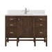 Addison 48" Single Vanity, Mid-Century Acacia w/ Single Hole 3 CM White Zeus Silestone Top & Backsplash