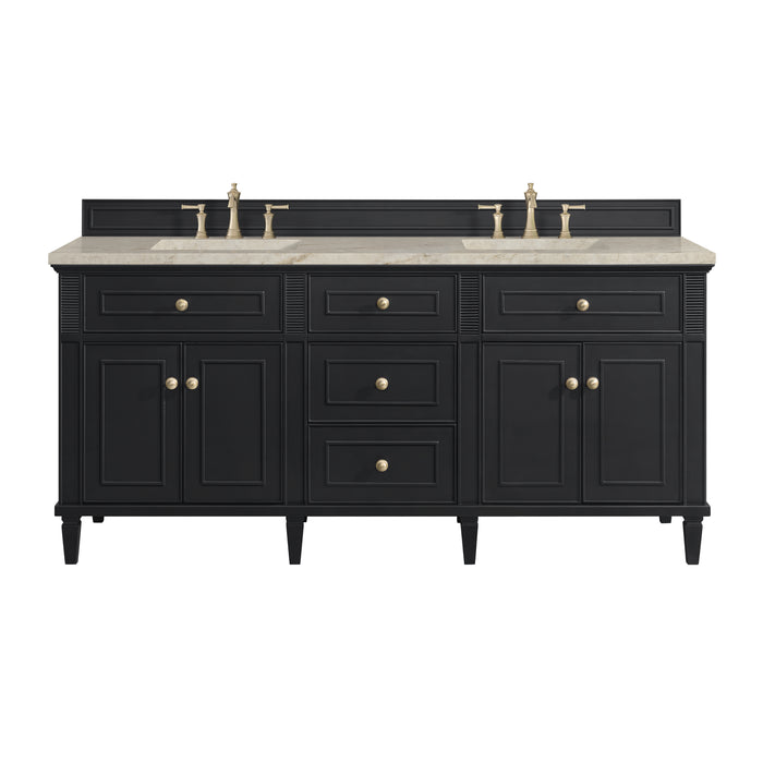 Lorelai 72" Double Vanity, Black Onyx, w/ 3 CM Tajnar Eclos Top