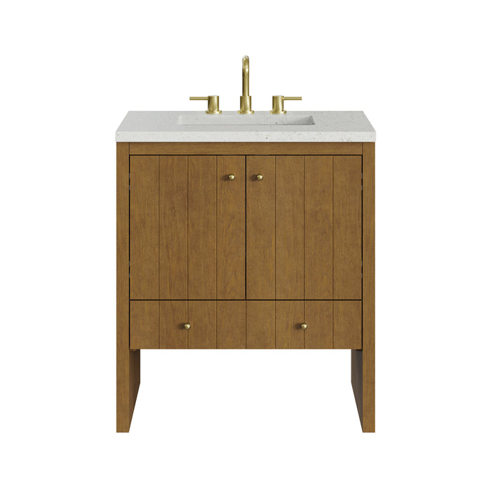 Hudson 30" Single Vanity, Honey Oak w/ 3 CM Lime Delight Silestone Top