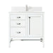 Addison 36" Single Vanity, Glossy White w/ Single Hole 3 CM White Zeus Silestone Top & Backsplash