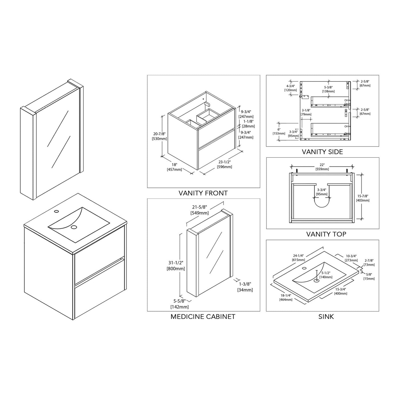 Blossom Valencia 24″ Bathroom Vanity