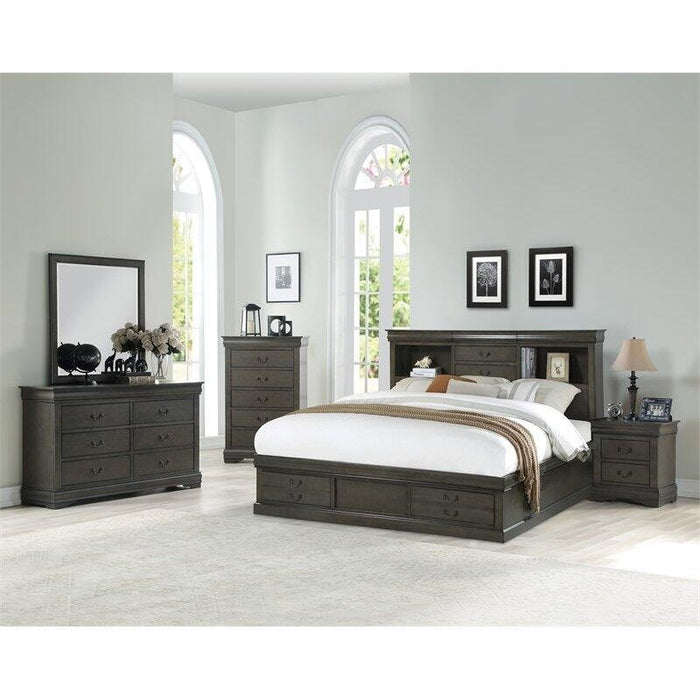 Acme Furniture Louis Philippe III Queen Bed W/Storage in Dark Gray Finish 24930Q