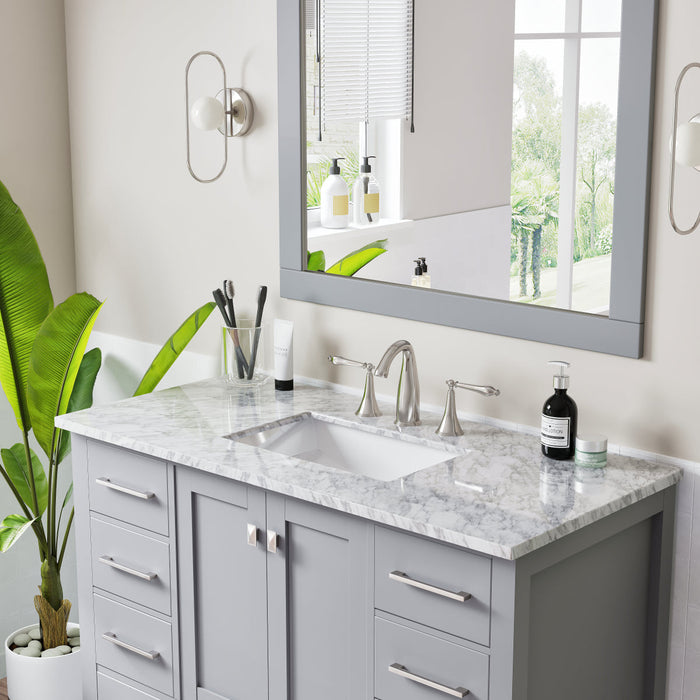 Eviva Aberdeen 42" Transitional Bathroom Vanity in Espresso, Gray or White Finish with White Carrara Marble Countertop and Undermount Porcelain Sink