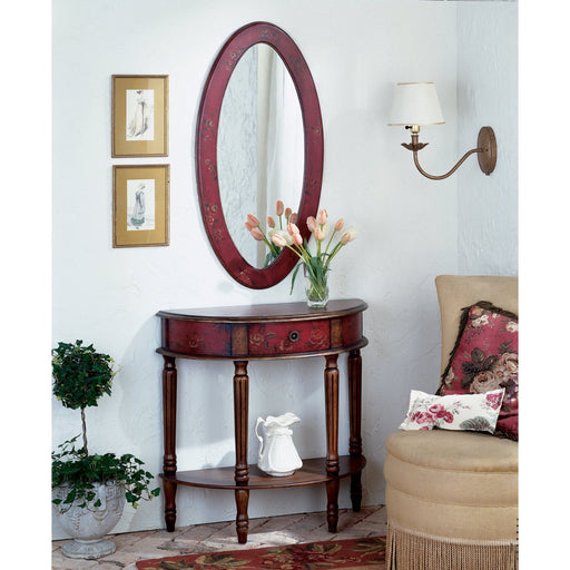 Butler Specialty Company Mozart Hand Painted Demilune Console Table, Red 667065