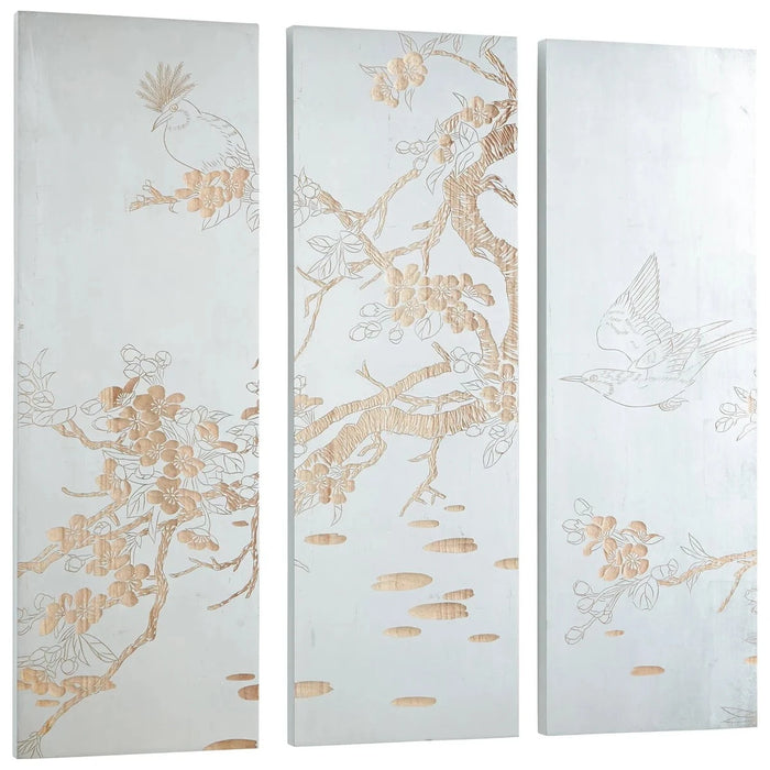 Cyan Design Osaka Wall Art | Silver Leaf And Natural Wood 07517