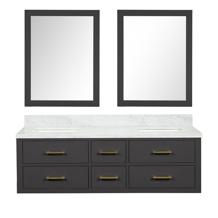 Lexora Home Castor Double Bath Vanity with Carrara Marble Countertop