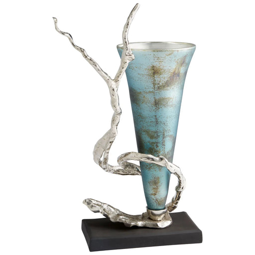 Cyan Design Gianni Vase | Nickel And Blue Mist Glass 10214