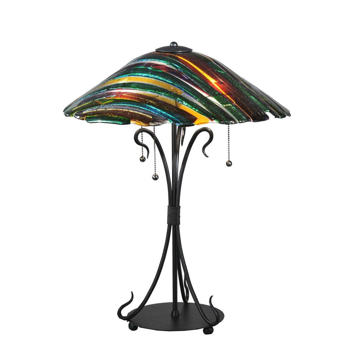 Meyda 24"H Penna di Pavone Fused Glass Table Lamp