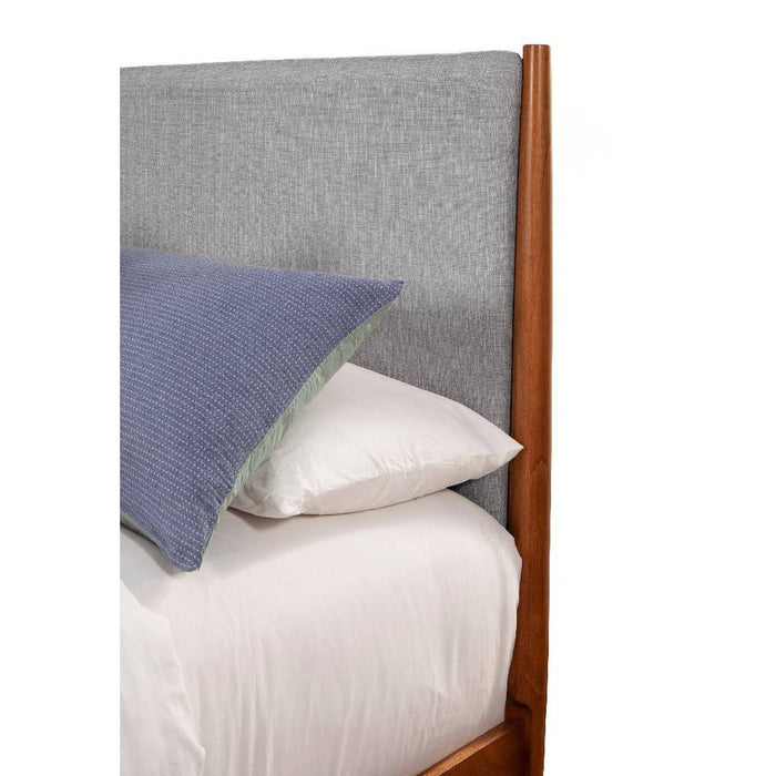 Alpine Furniture Flynn Mid Century Modern Two Tone Full Size Panel Bed, Acorn/Grey 999-08F