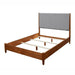 Alpine Furniture Flynn Mid Century Modern Two Tone Queen Panel Bed, Acorn/Grey 999-01Q