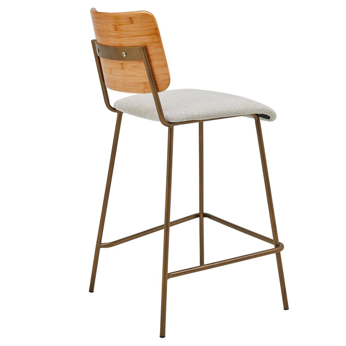 New Pacific Direct Leshia KD Fabric Bamboo Counter Stool, Set of 2 1160029-406N