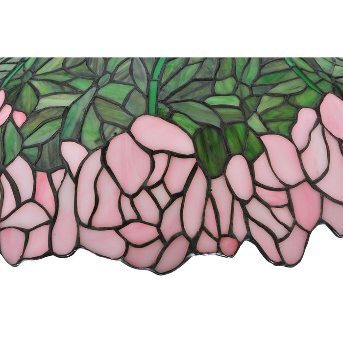 Meyda 18" Wide Tiffany Green Cabbage Pink Rose Pendant