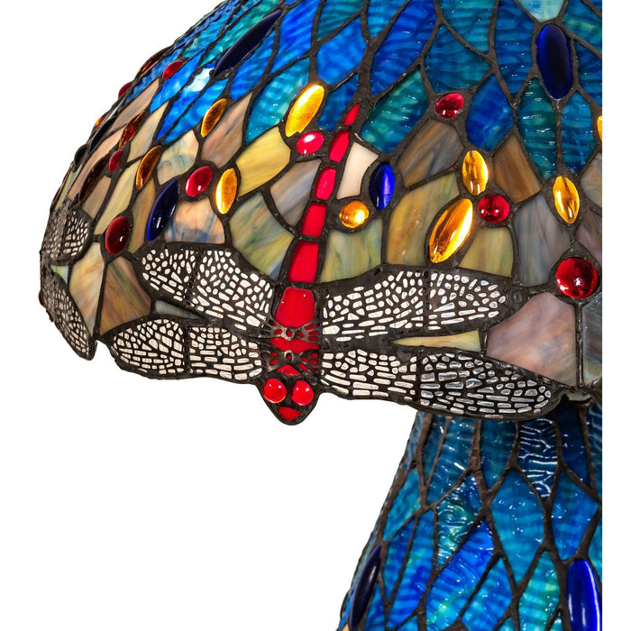Meyda 25" High Tiffany Hanginghead Dragonfly Table Lamp