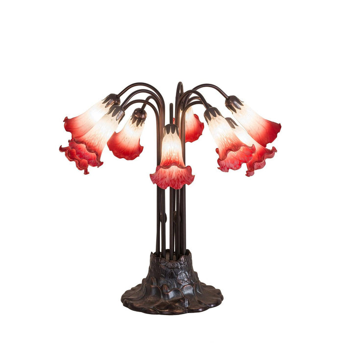Meyda 22" High Pink/White Pond Lily 10 LT Table Lamp