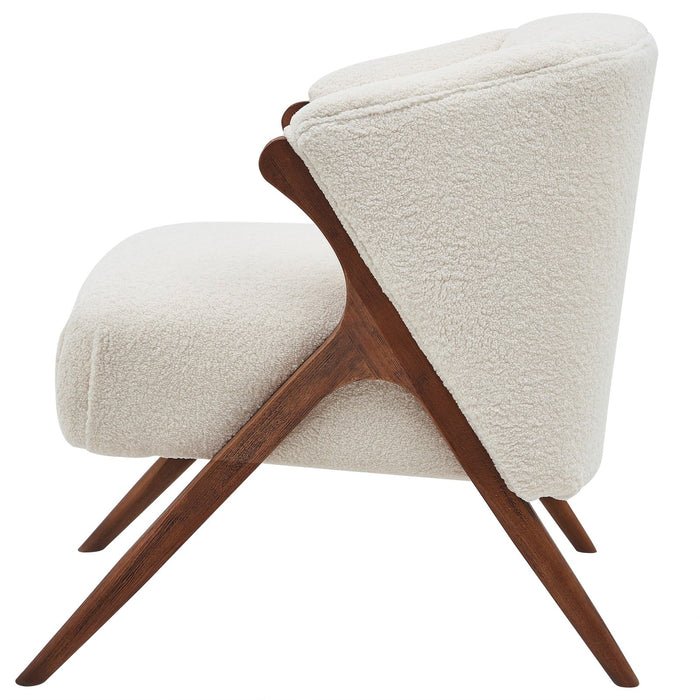 New Pacific Direct Florence Faux Shearling Fabric Accent Chair Brown Legs 1250017-560