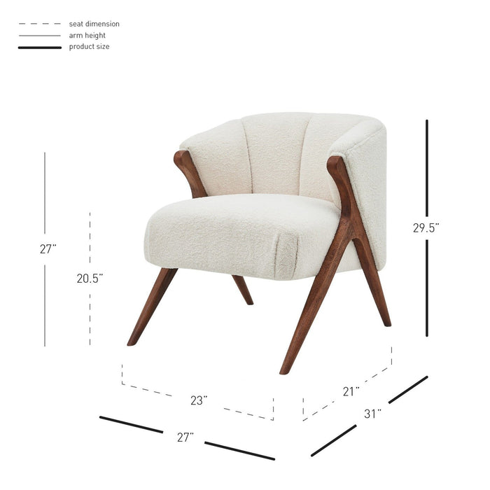 New Pacific Direct Florence Faux Shearling Fabric Accent Chair Brown Legs 1250017-560