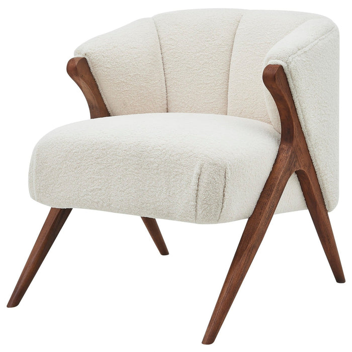 New Pacific Direct Florence Faux Shearling Fabric Accent Chair Brown Legs 1250017-560