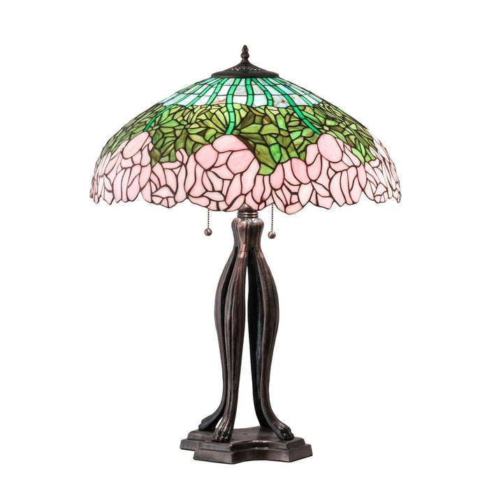 Meyda 30" Tiffany Passion Pink Cabbage Rose Table Lamp