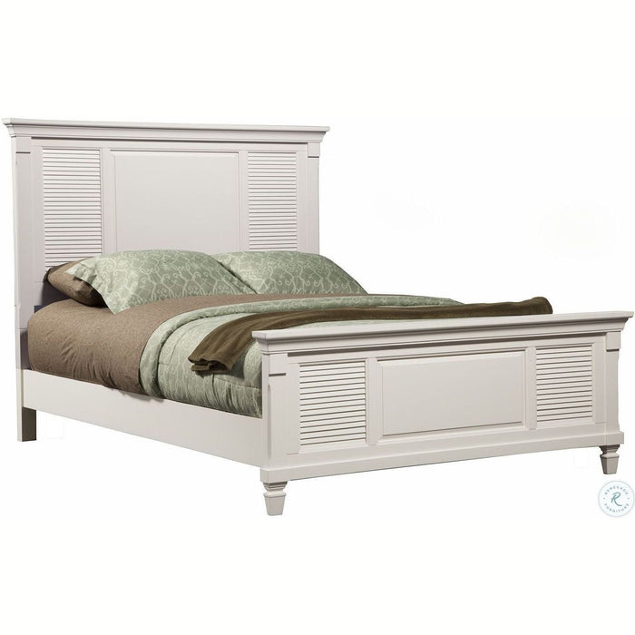 Alpine Furniture Winchester California King Shutter Panel Bed, White 1306CK