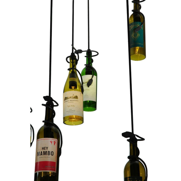 Meyda 30"W Tuscan Vineyard Personalized 7 Wine Bottle Cascading Pendant