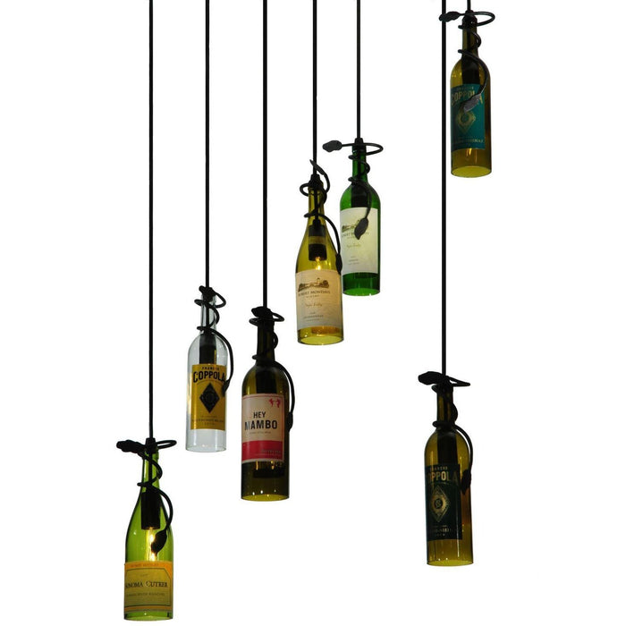 Meyda 30"W Tuscan Vineyard Personalized 7 Wine Bottle Cascading Pendant
