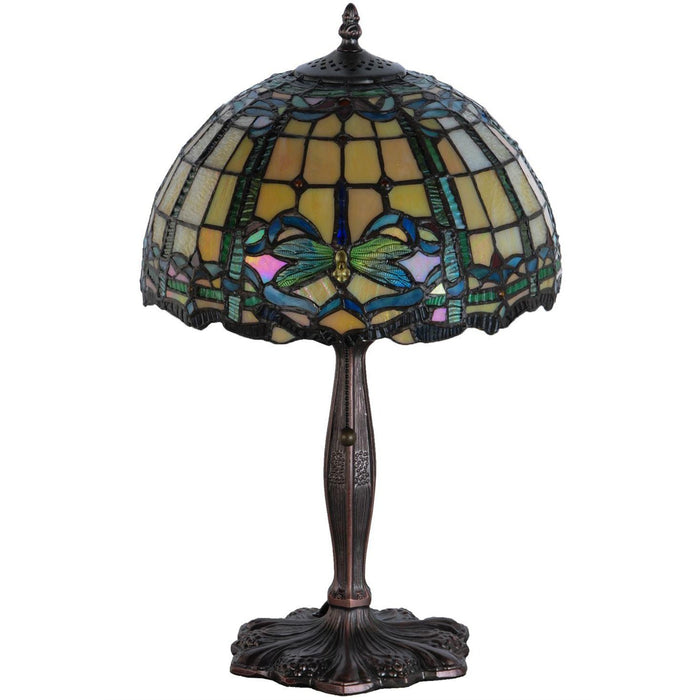 Meyda 19"H Tiffany Dragonfly Trellis Jeweled Accent Table Lamp