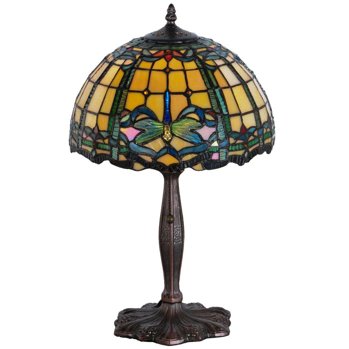 Meyda 19"H Tiffany Dragonfly Trellis Jeweled Accent Table Lamp