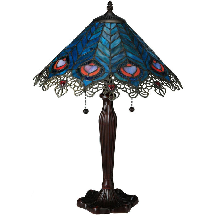 Meyda 23"H Peacock Feather Lace Table Lamp