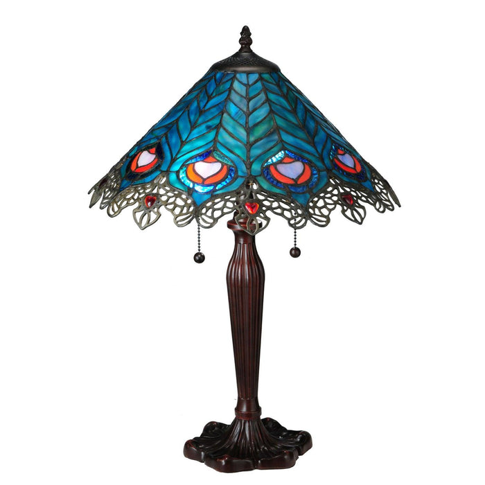 Meyda 23"H Peacock Feather Lace Table Lamp