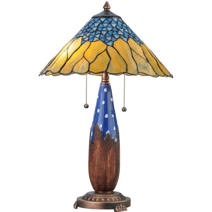 Meyda 24.5"H Tiffany Cristal Azul Gold Blue Table Lamp