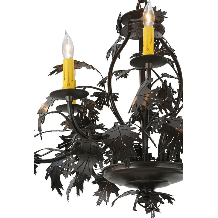 Meyda 32"W Rustic Oak Leaf & Acorn 9 Candlelight Chandelier