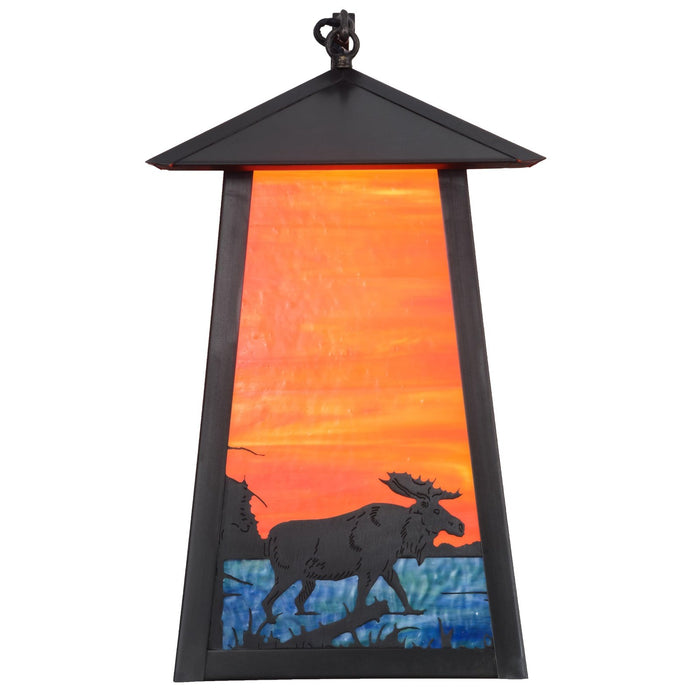 Meyda 10" Wide Stillwater Moose at Lake Curved Arm Wall Sconce