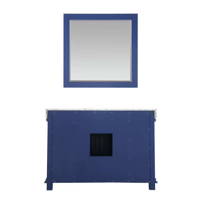 Altair Design Jardin 48"" Single Bathroom Vanity Set in Jewelry Blue and Carrara White Marble Countertop